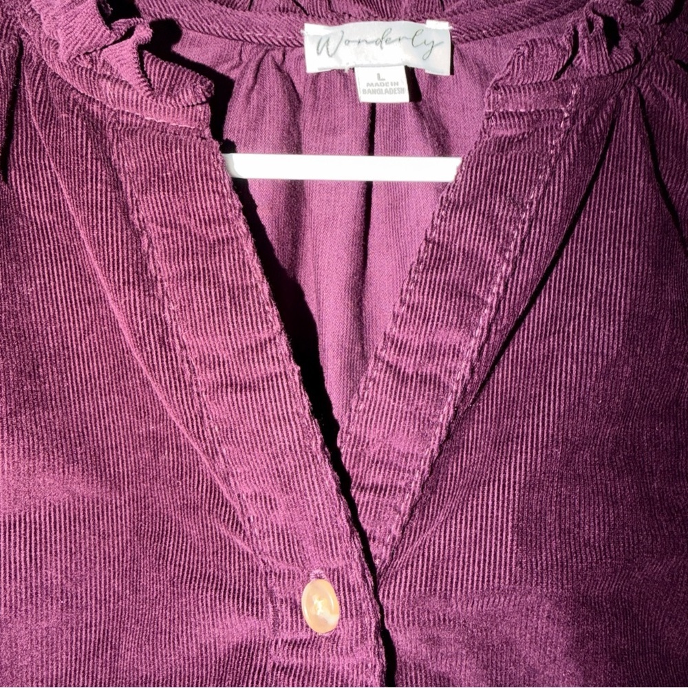 Wonderly Deep Plum Button Front Top Size Large - image 4